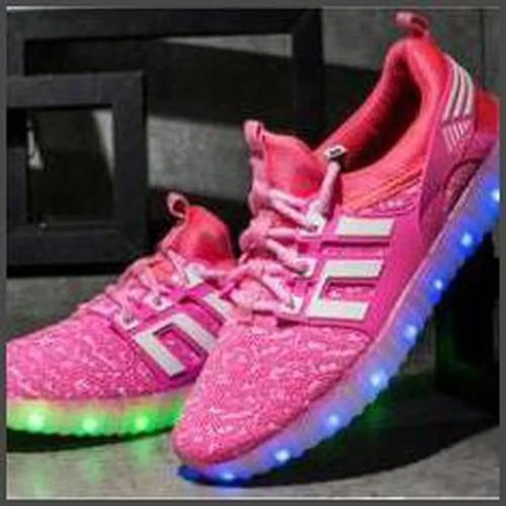 Mesh Design Light Led Shoes - Pink | Kids Led Light Shoes  | Led Light Shoes For Women