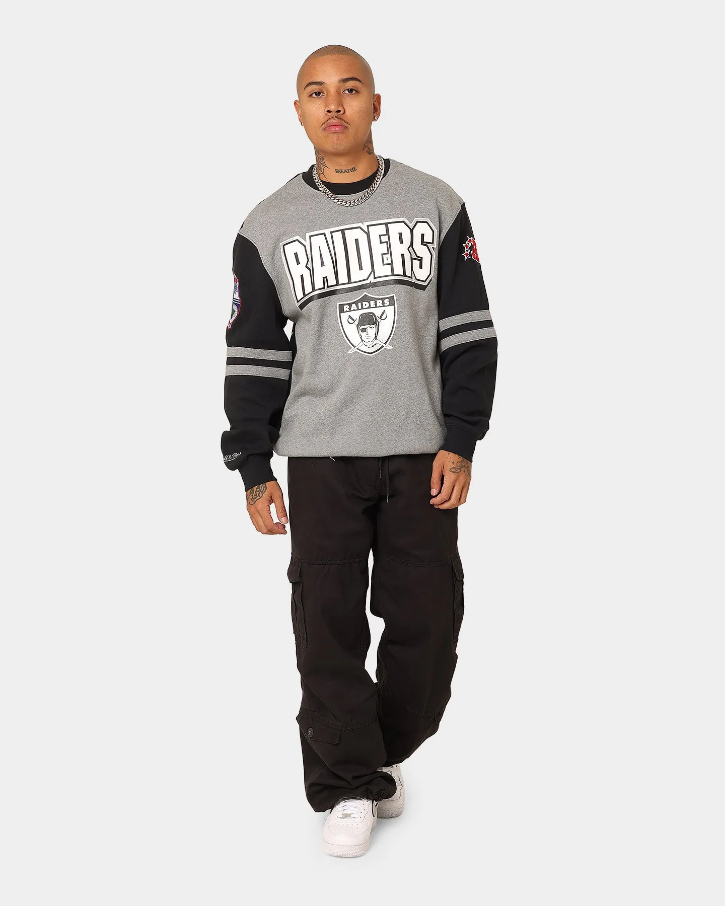 Mitchell & Ness Las Vegas Raiders All Over Print Crewneck 2.0 Grey