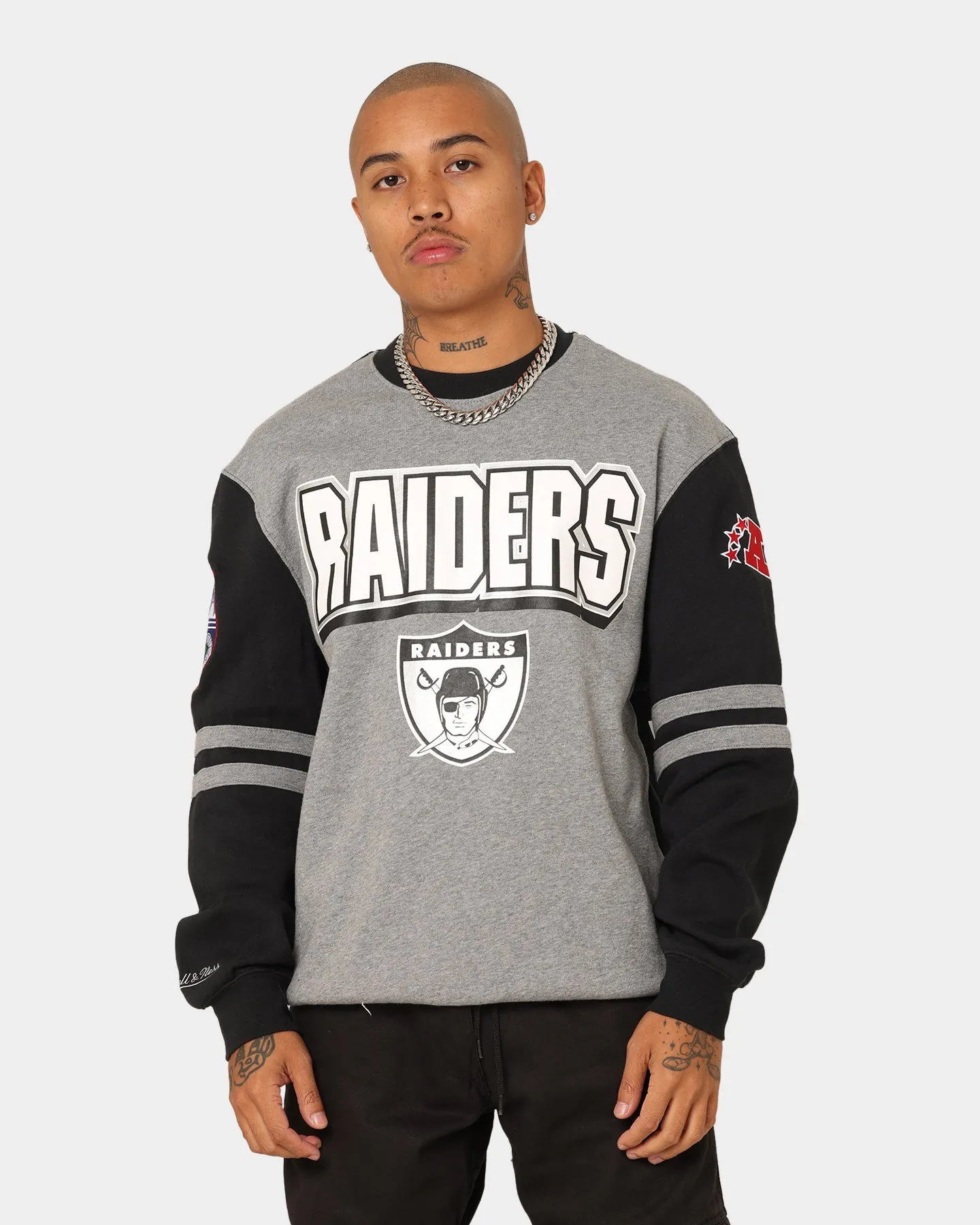 Mitchell & Ness Las Vegas Raiders All Over Print Crewneck 2.0 Grey