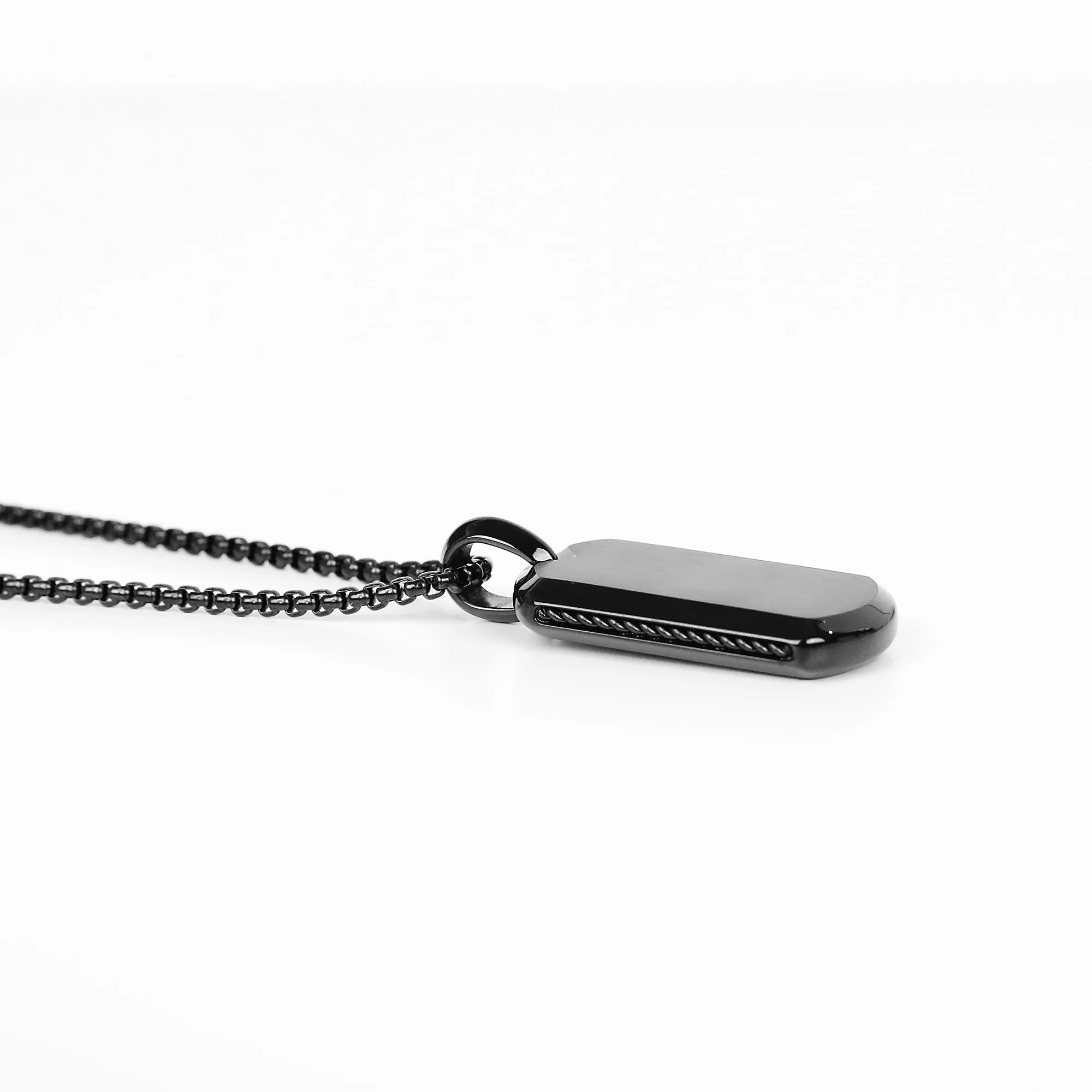 Modern Tag Necklace - Black