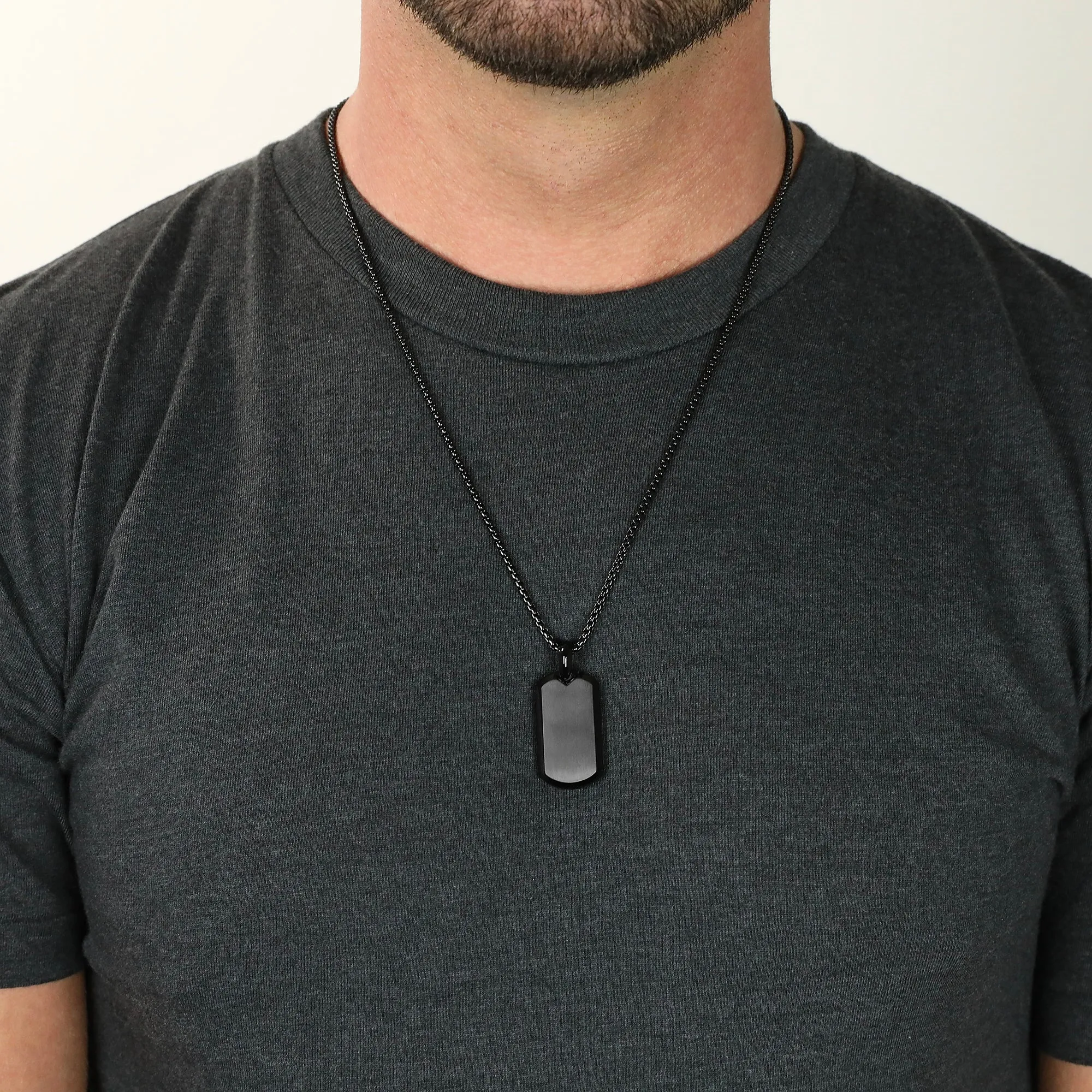 Modern Tag Necklace - Black