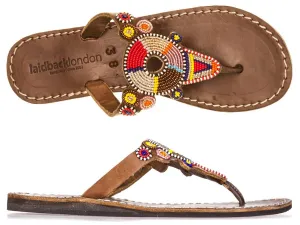 Multi Chocolate Brown Shibli Flat Sandals