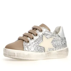 Naturino Girl's Annie Zip Glitter, Taupe - Silver