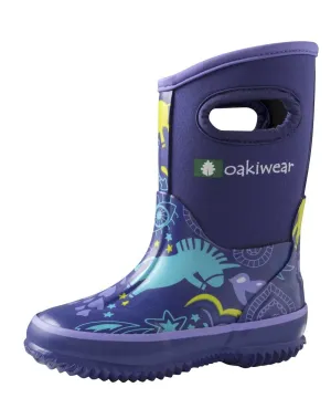 Neoprene Rain/Snow Boots: Purple Unicorn