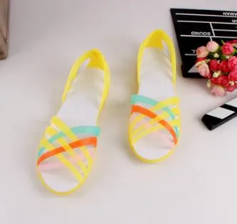 New Candy Color Women Shoes Rainbow Croc Jelly Shoes