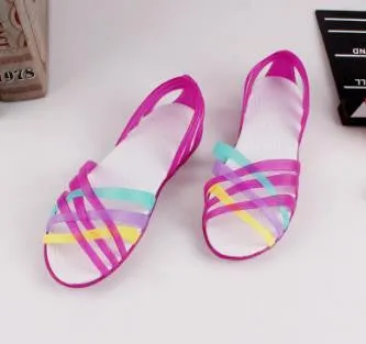 New Candy Color Women Shoes Rainbow Croc Jelly Shoes