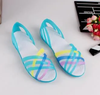 New Candy Color Women Shoes Rainbow Croc Jelly Shoes