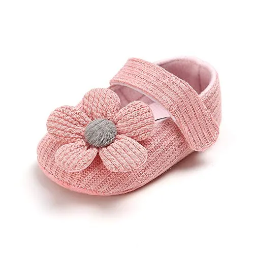 Ohwawadi Infant Baby Girl Shoes, Flowers Baby Mary Jane Flats Princess Dress Shoes Soft Newborn Crib Shoes