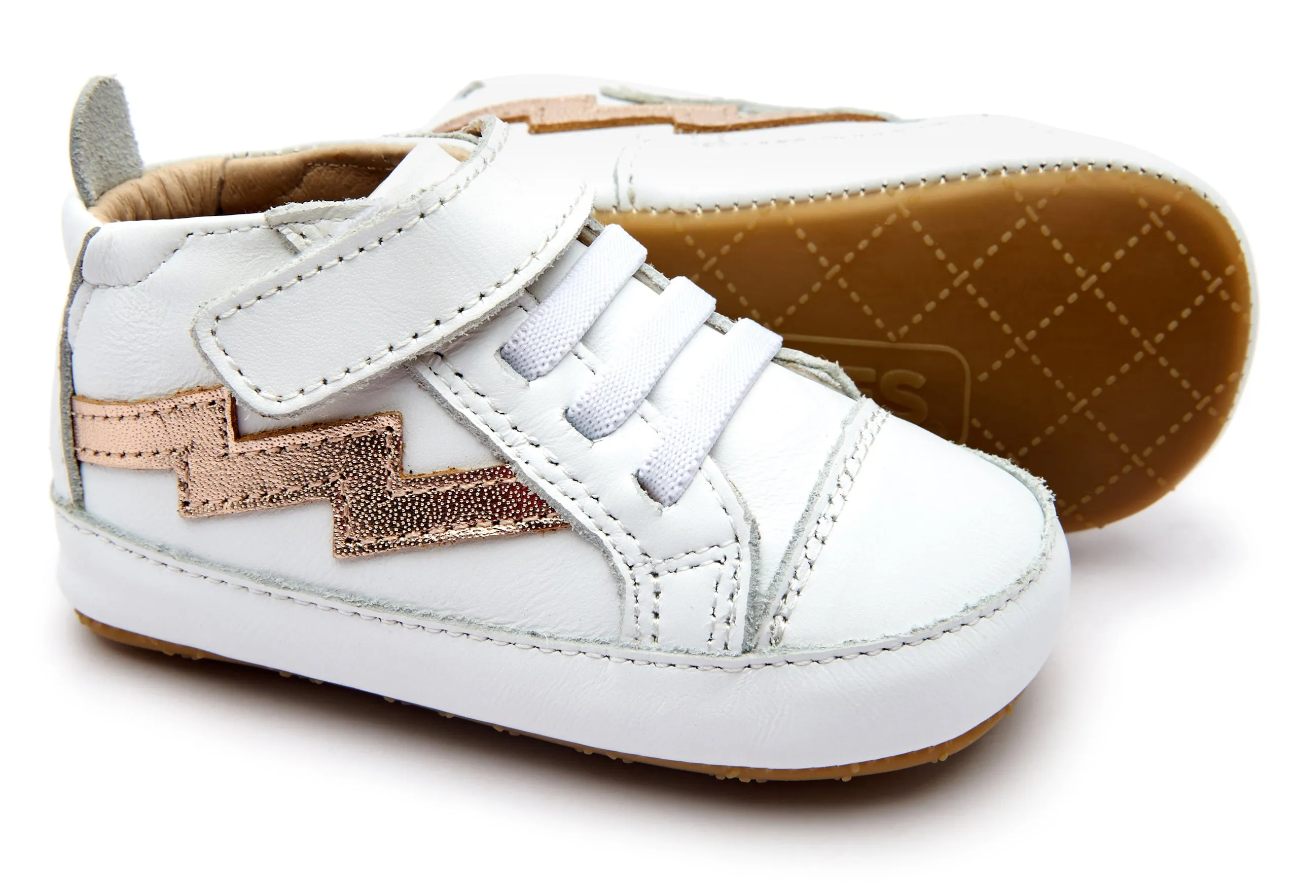 Old Soles Boy's & Girl's 0052R Bolted Baby Sneakers - Snow/Copper