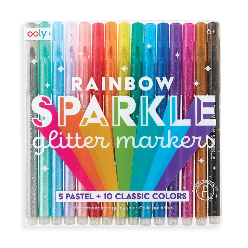 Ooly Rainbow Sparkle Glitter Markers - Set of 15