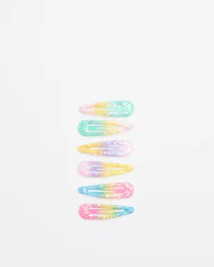 popular  Kids Rainbow Glitter Snap Clips