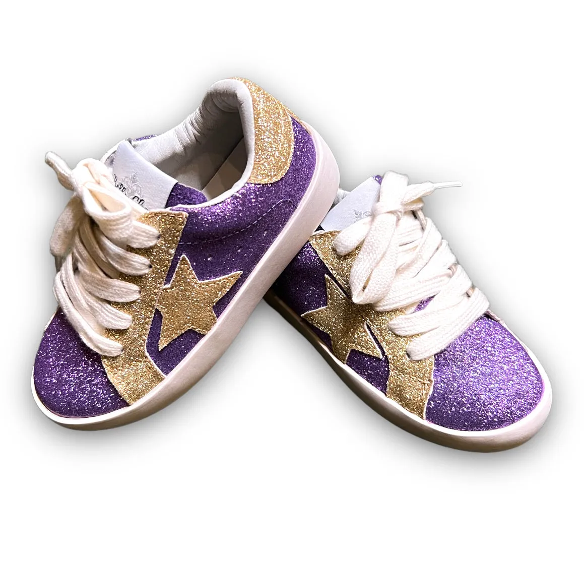 Purple and Gold Glitter Kid Sneakers