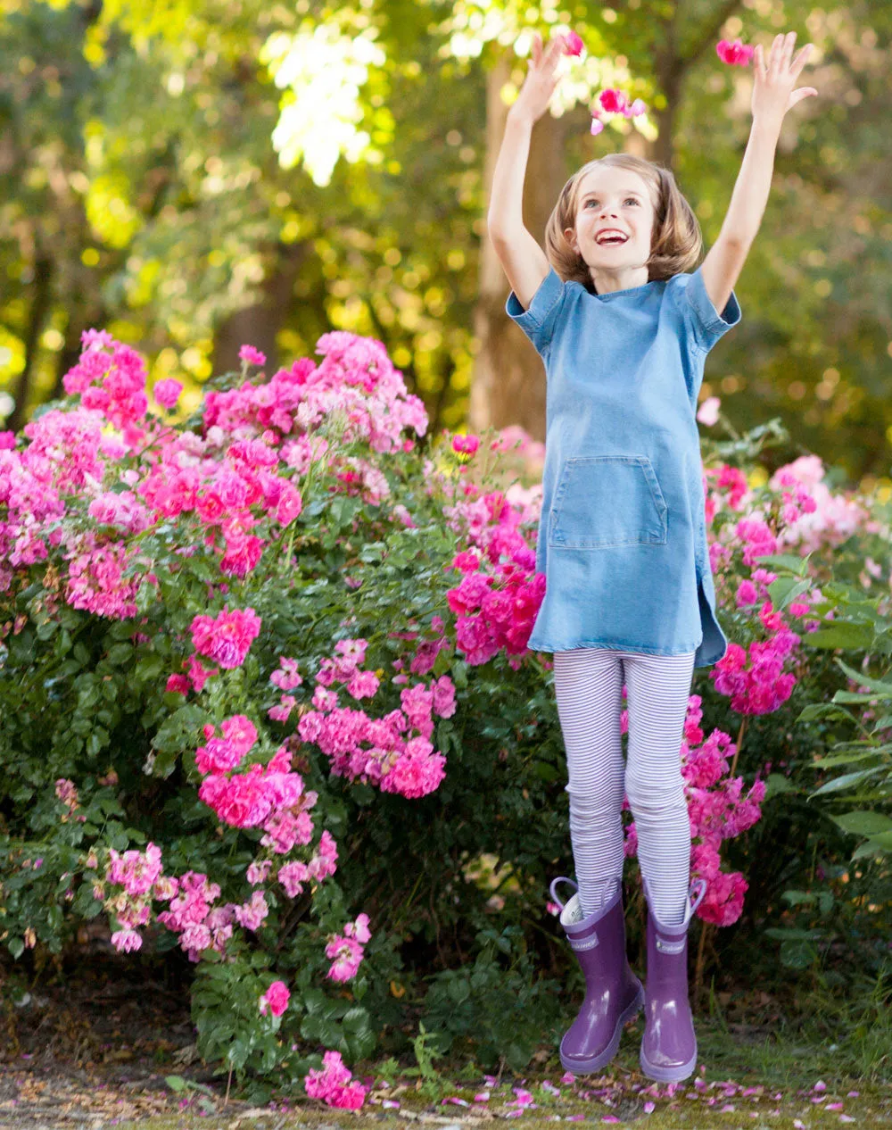 Purple Orchid Loop Handle Rubber Rain Boots