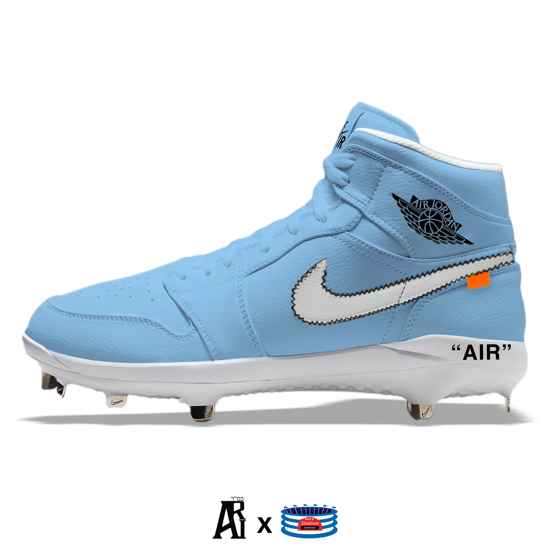 "Carolina Force OW" Jordan 1 Retro Cleats