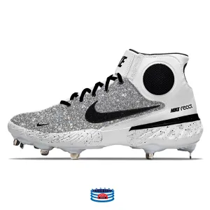 "Silver Glitter" Nike Alpha Huarache Elite 3 Mid Cleats by Stadium Custom Kicks