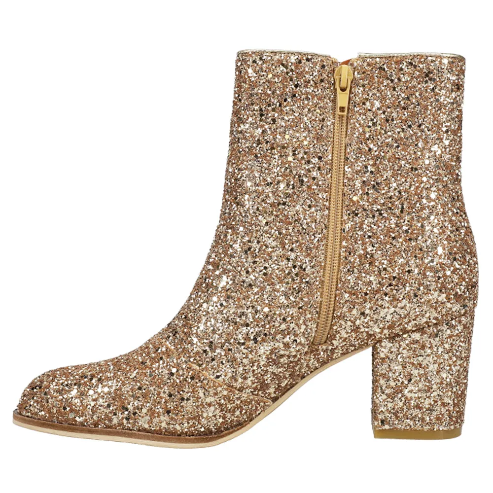 Razzle Dazzle Glitter Round Toe Zippered Booties