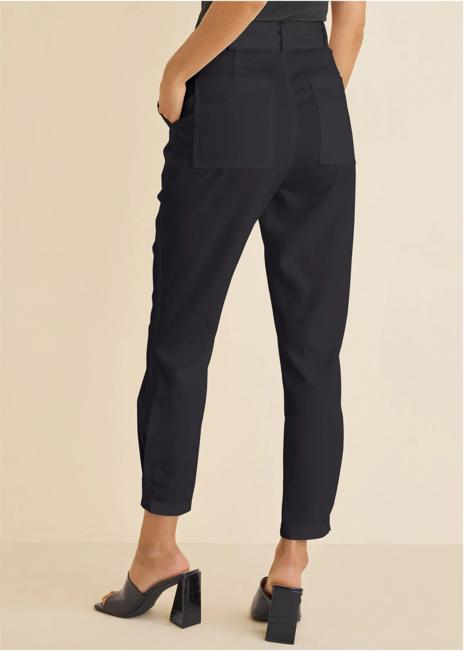 Relaxed Twill Straight Pant - Black