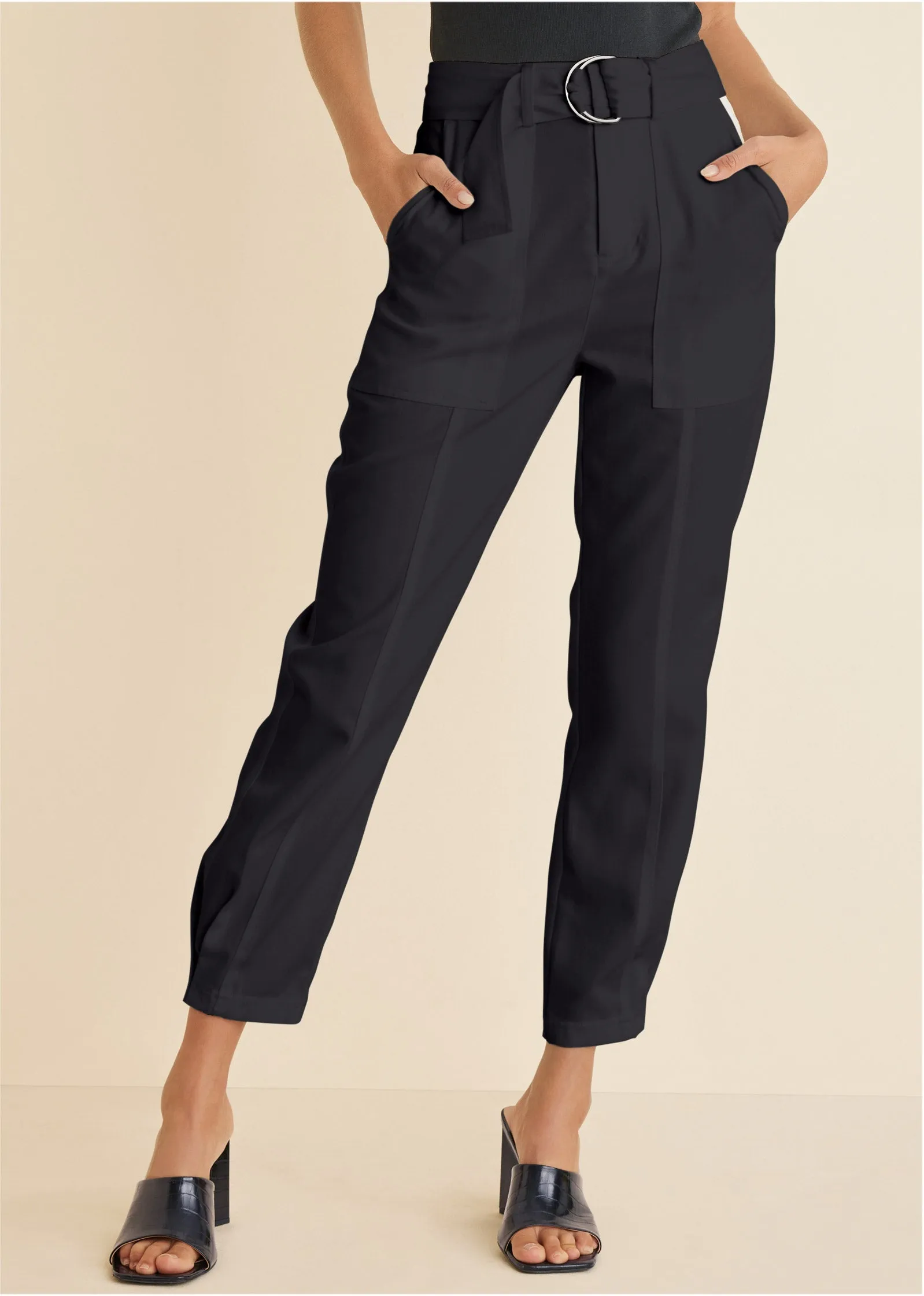 Relaxed Twill Straight Pant - Black