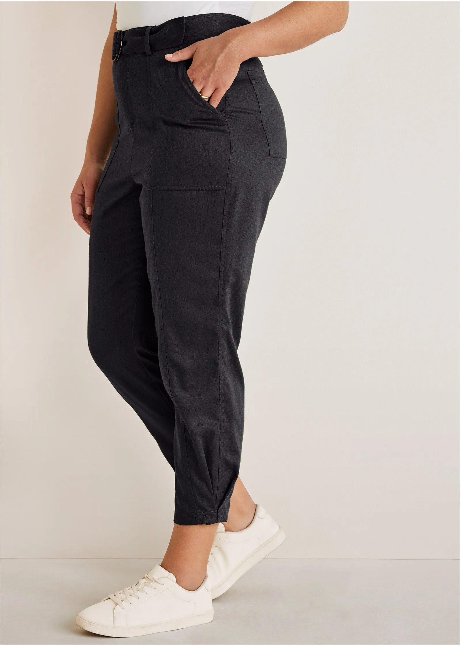 Relaxed Twill Straight Pant - Black