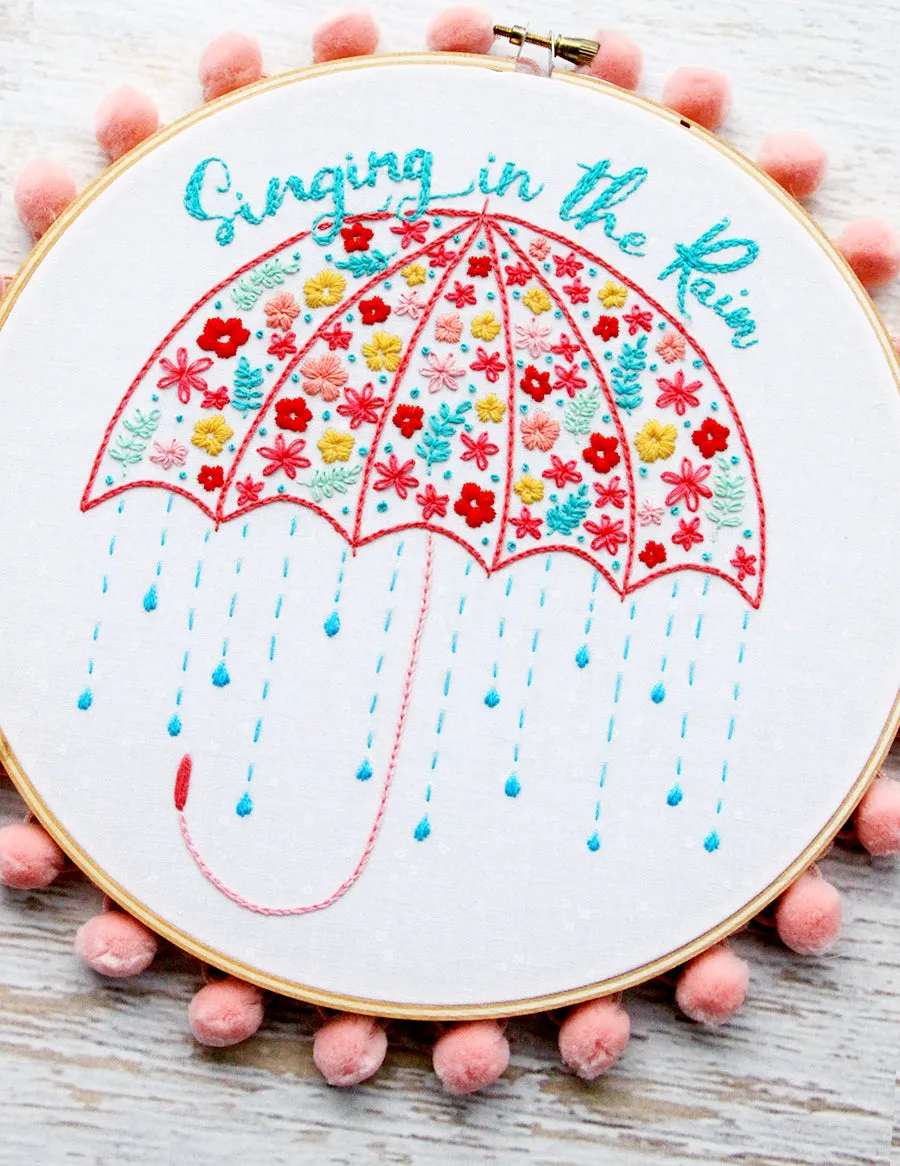 Singing in the Rain Umbrella Embroidery PDF Pattern