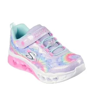 Skechers S Lights Flutter Heart Lights Groovy Swirl Lavender Aqua Trainer