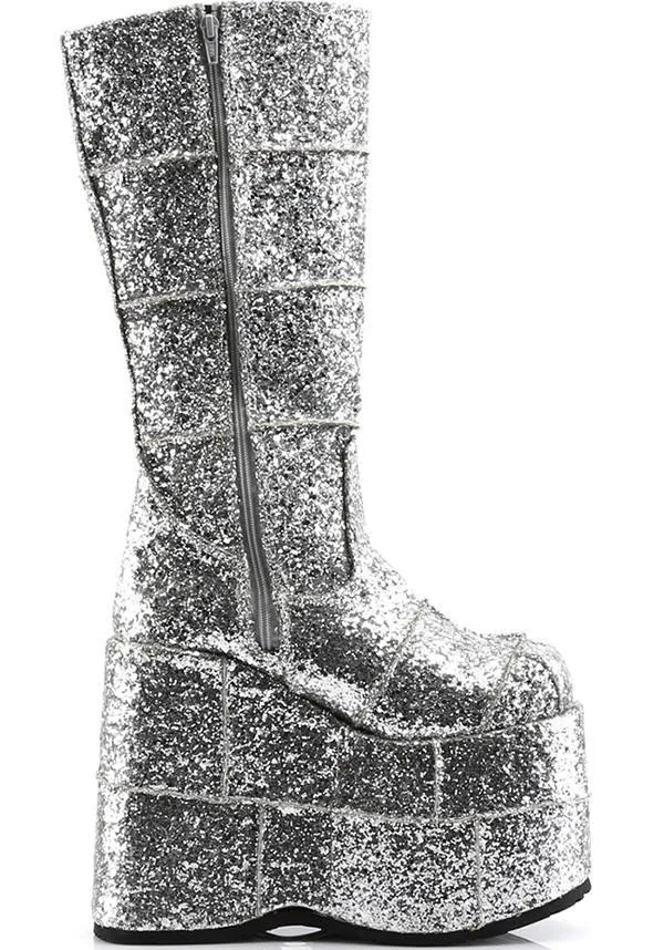 STACK-301G [Silver] | PLATFORM BOOTS [PREORDER]