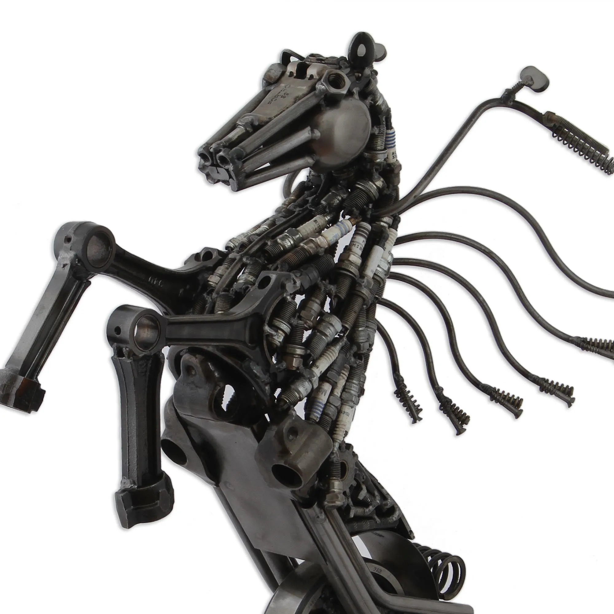 Upcycled Metal Motorcycle Horse Sculpture from Mexico - Iron Horse | NOVICA