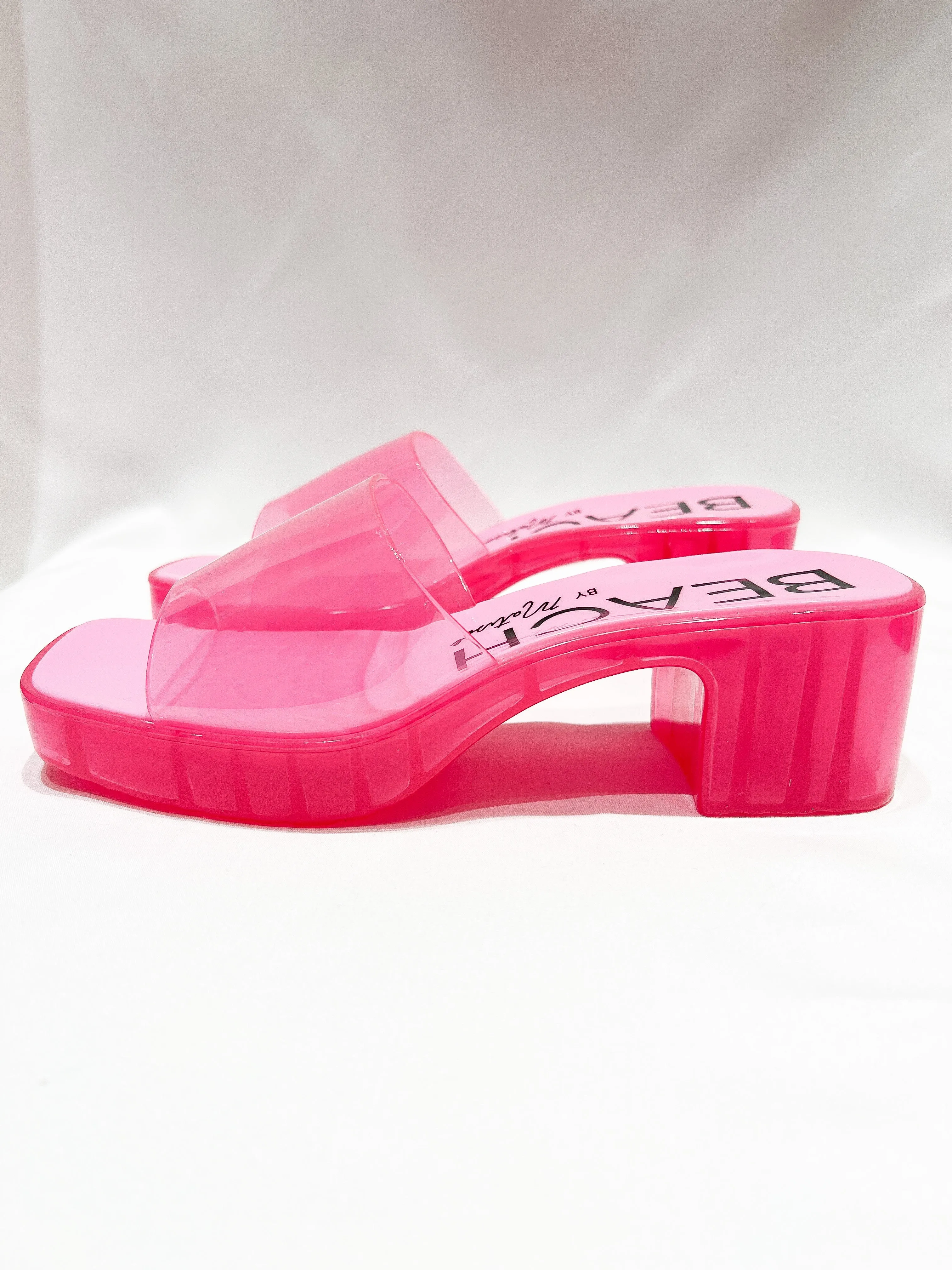 Wade Heeled Clear Sandal - Hot Pink