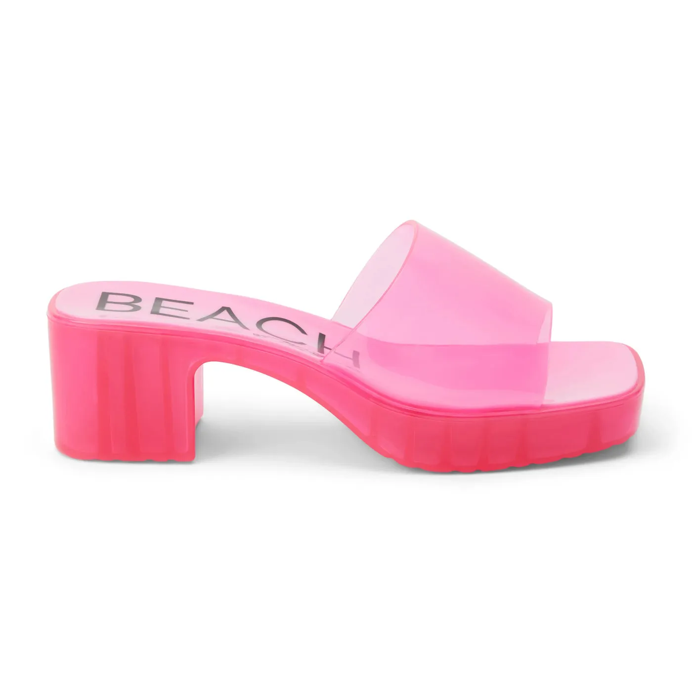 Wade Heeled Clear Sandal - Hot Pink