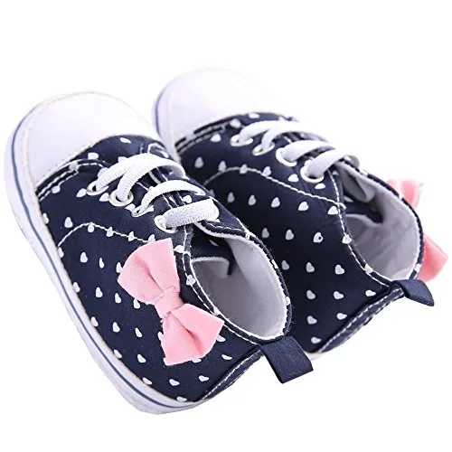 WAYLONGPLUS Infant Canvas Soft Sole Anti-Slip Prewalker Toddler Crib Shoes Love Print Sneaker (White Size 2)