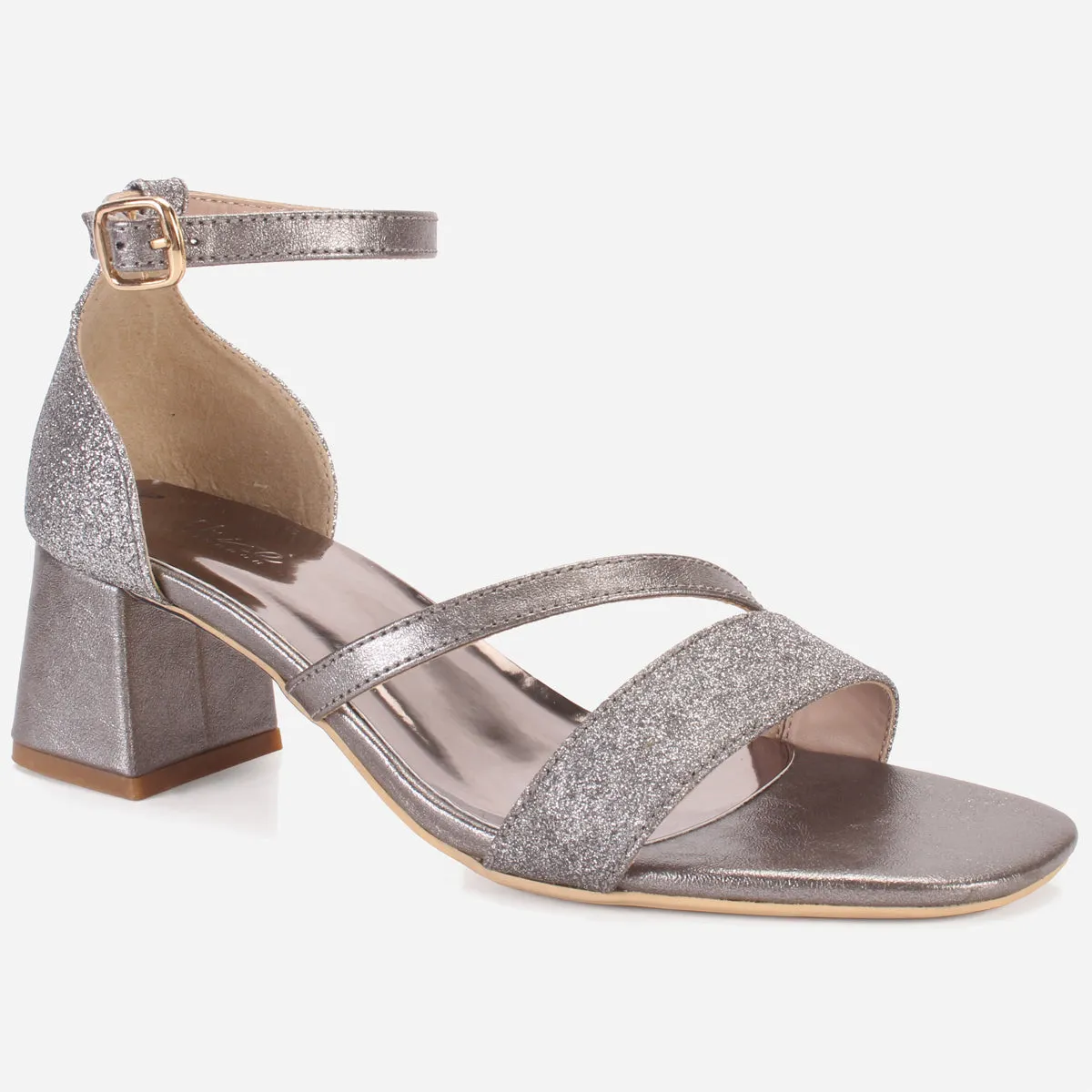 Womens "KAPUA" Shimmery Block Heel Sandals